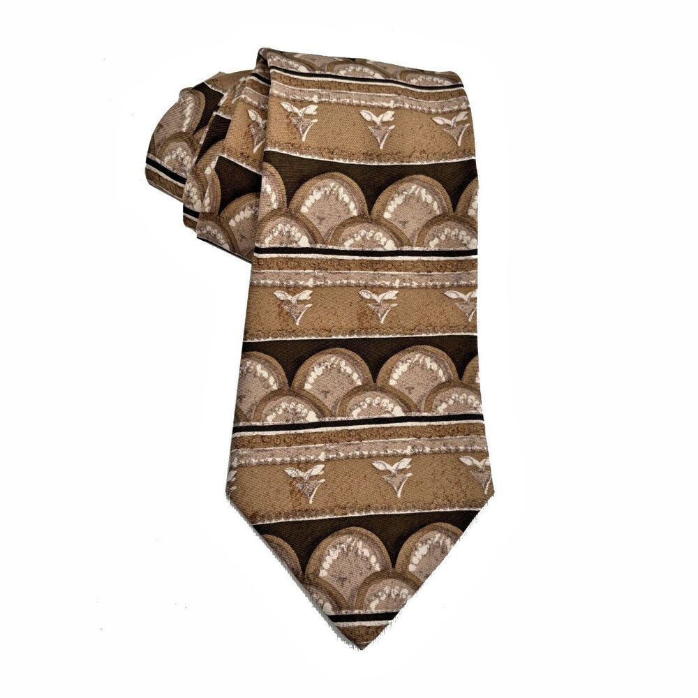 Designer Brown Abstract Silk Necktie Made USA Architecture Business Formal
